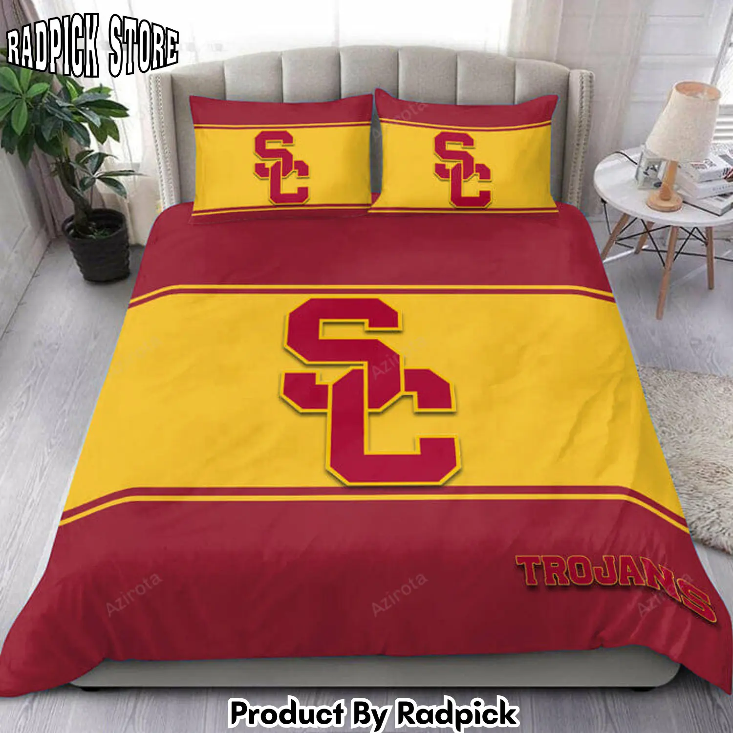 Radpick usc trojans cardinal gold bedding set v2 rp327585